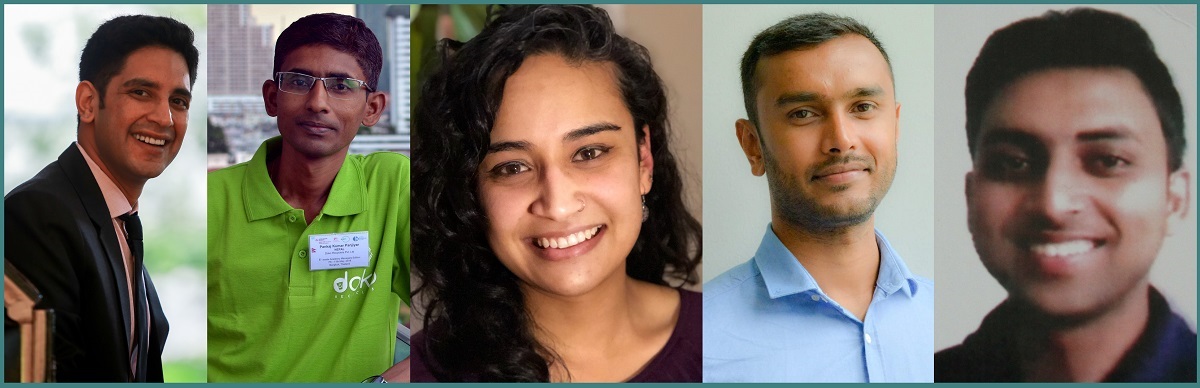 डोको रिसाइक्लर्सका सञ्चालकहरू। बायाँबाट क्रमशः कुशल हर्जानी, राघवेन्द्र  पंकज पुन्जियार, आश्मा बस्नेत, राघवेन्द्र महतो र रुनीत सार्या।